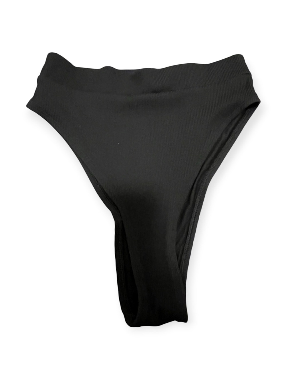 Aerie Ribbed High Cut Cheeky Bathing Suit Bottom Black Small
